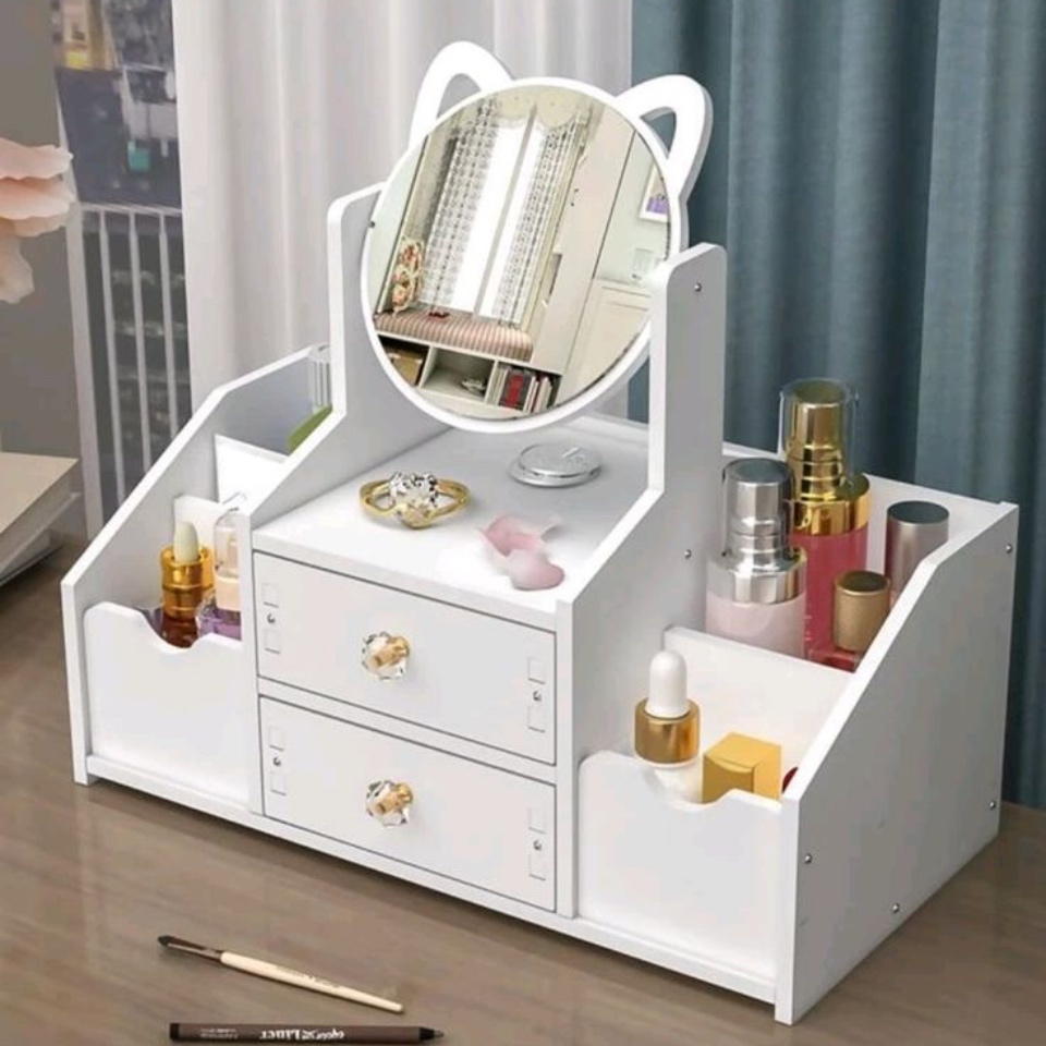 Boîte de rangement multifonctionnelle pour maquillage avec miroir intégré. — vue 2