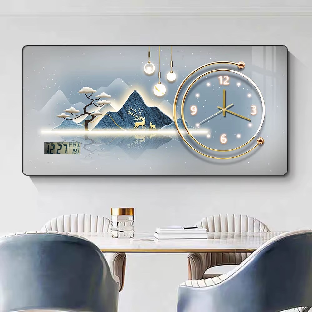 Art mural en porcelaine cristalline encadré de style Art déco moderne avec horloge, décoration intérieure — vue 4