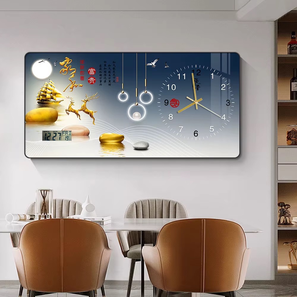 Art mural en porcelaine cristalline encadré de style Art déco moderne avec horloge, décoration intérieure — vue 5