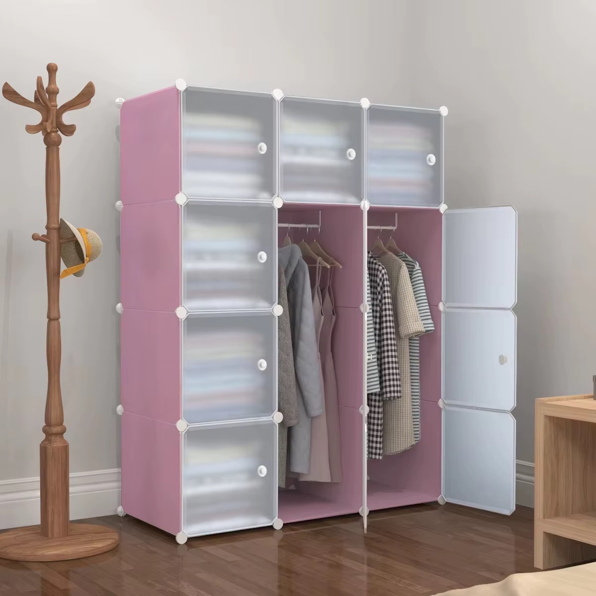 Étagère à chaussures pliable en métal garde-robe portable en plastique garde-robe en plastique pour enfants — vue 2