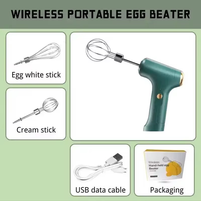 Batteur à œufs électrique multifonction portable à 3 vitesses, mélangeur alimentaire 23W, mini fouet sans fil USB — vue 4