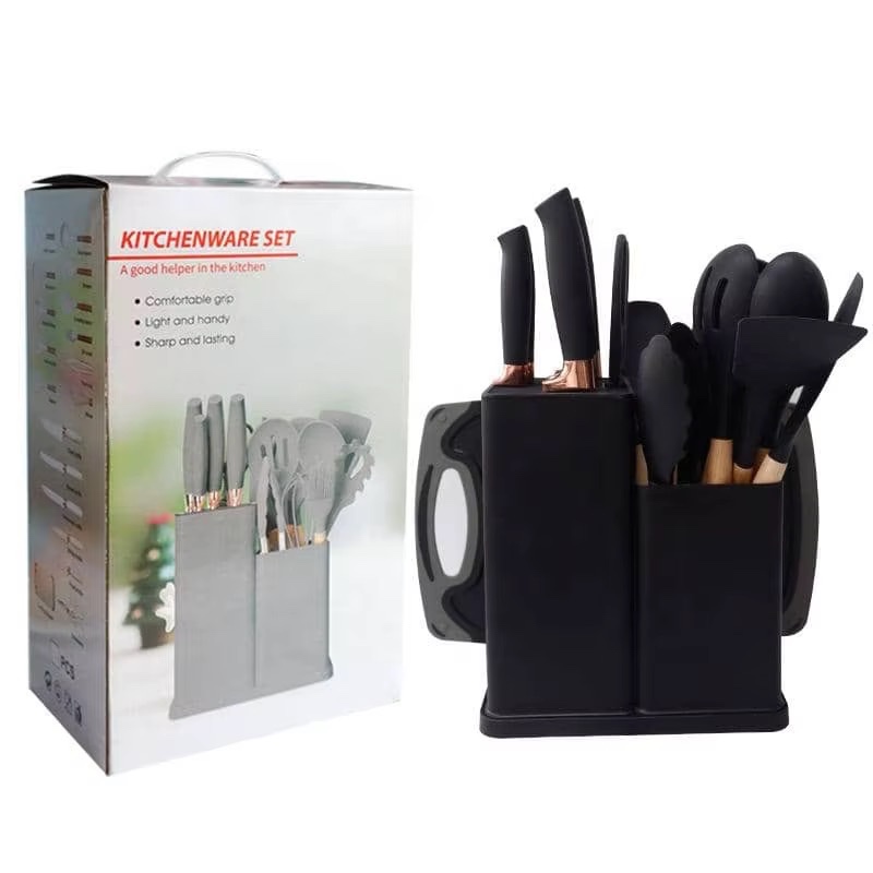 Ensemble de cuisine en silicone antiadhésif de qualité alimentaire CHENGKEHOME, 19 pièces, écologique, cuillère à soupe, spatule, couteau, spatule en silicone — vue 3