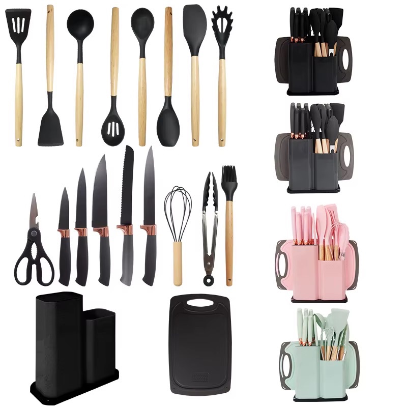 Ensemble de cuisine en silicone antiadhésif de qualité alimentaire CHENGKEHOME, 19 pièces, écologique, cuillère à soupe, spatule, couteau, spatule en silicone — vue 5