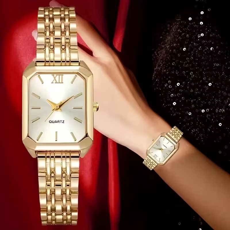 Ensemble de montres élégantes pour femmes en quartz, 5 pièces, avec cadran carré classique, design simple et tendance pour un usage quotidien et un cadeau — vue 2