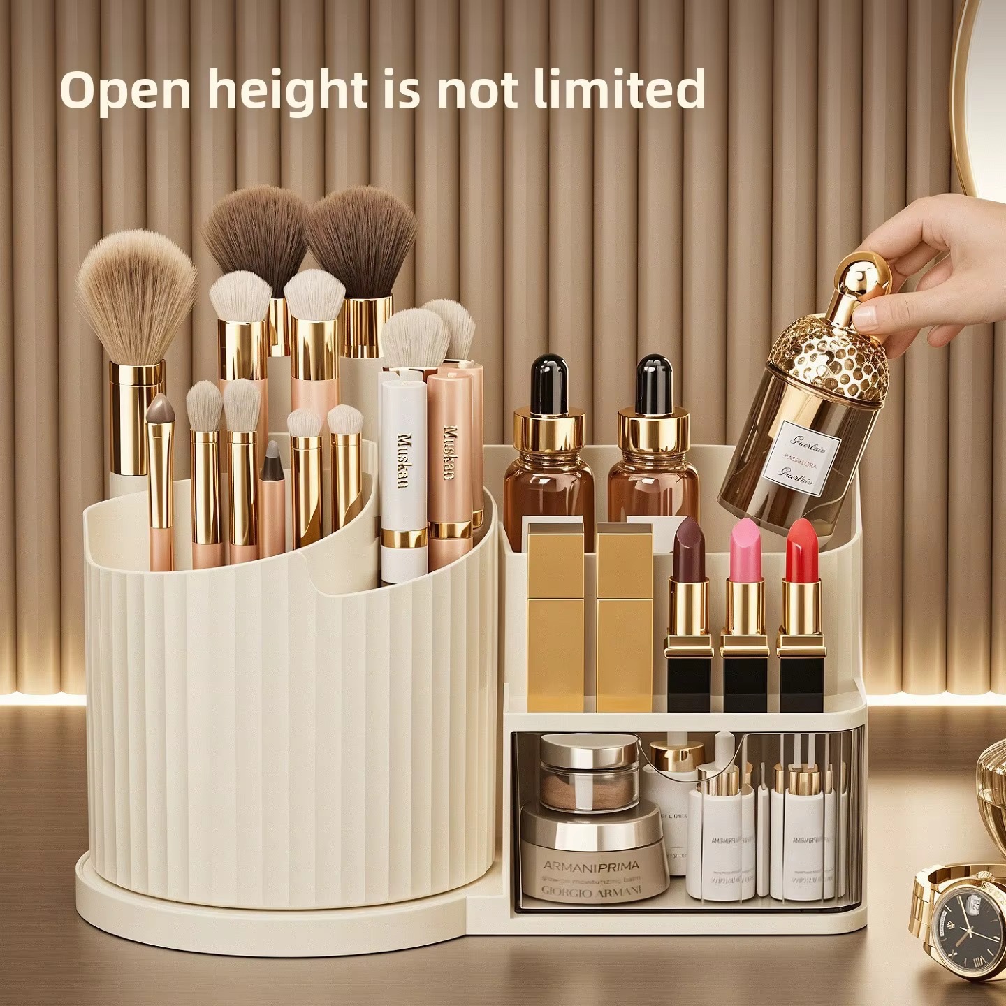 Organisateur de rangement pour rouges à lèvres et produits de soin en plastique - Boite a cosmétiques haut de gamme moderne, anti-poussière, grande capacité, avec tiroirs 5.0 — vue 2