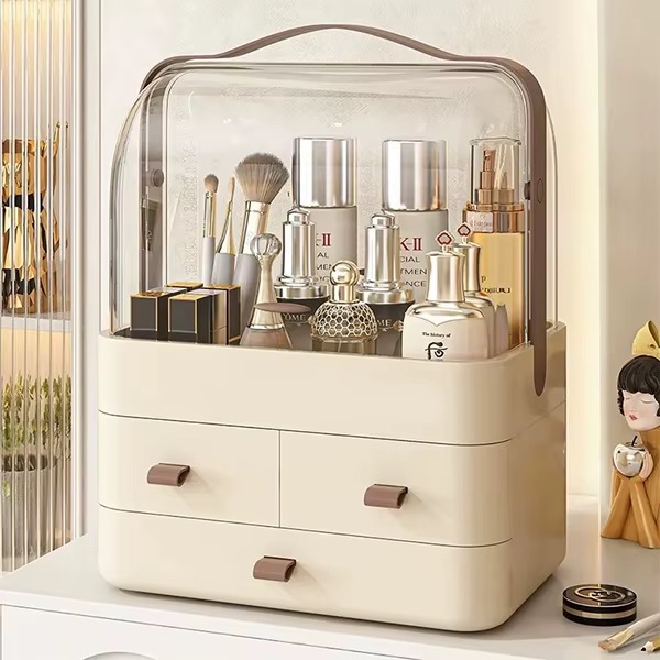Boîte de rangement rectangulaire en plastique pour maquillage et bijoux, organiseur de cosmétiques, bac de bureau, tiroir, conteneur pour soins de la peau et articles de beauté — vue 3