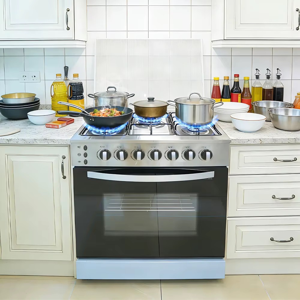 Cuisinière et four encastrés à gaz 5 brûleurs (acier inoxydable) pour usage commercial — vue 2