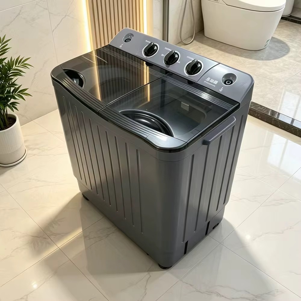 Lave-linge/sécheuse électrique semi-automatique à double cuve avec boitier en plastique, tout-en-un, classe d'efficacité énergétique A — vue 2