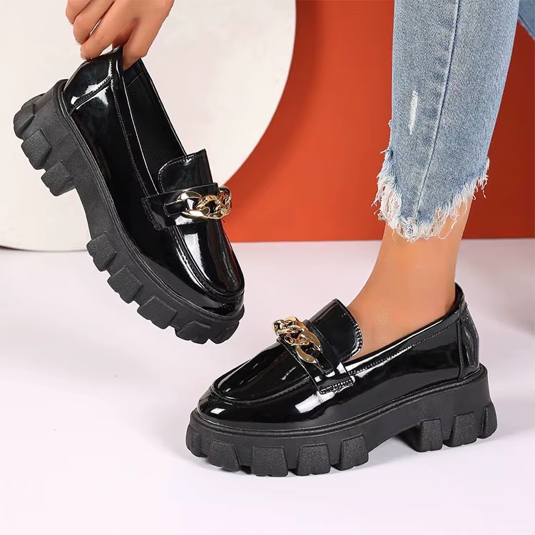 Chaussures décontractées en cuir pour femmes les plus populaires, chaussures décontractées de créateur en peau de porc double couche — vue 2