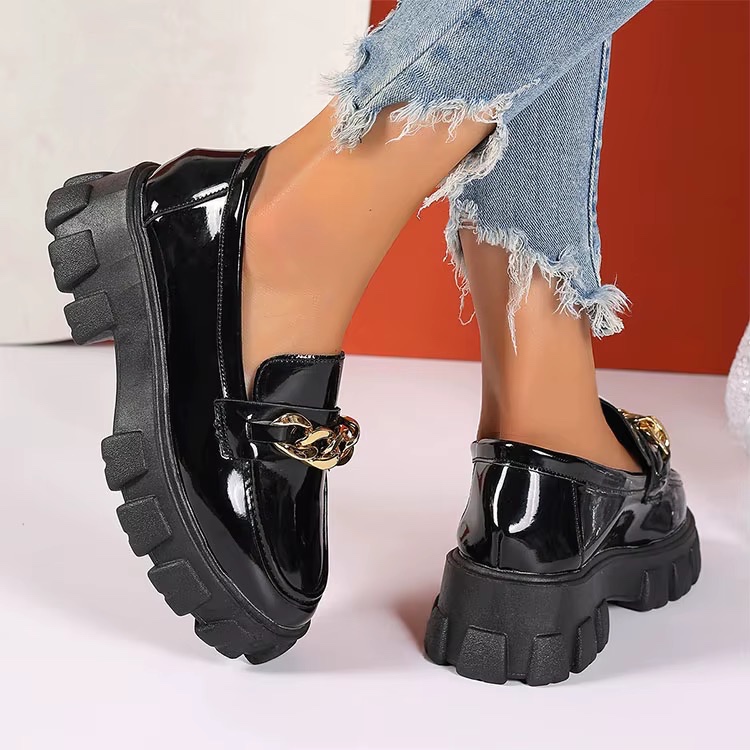 Chaussures décontractées en cuir pour femmes les plus populaires, chaussures décontractées de créateur en peau de porc double couche — vue 3