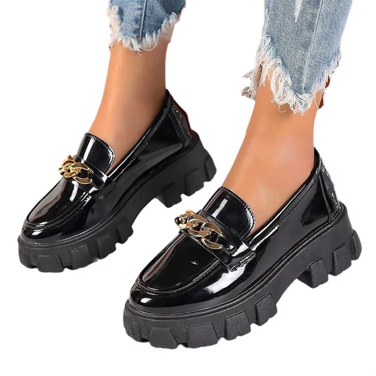 Chaussures décontractées en cuir pour femmes les plus populaires, chaussures décontractées de créateur en peau de porc double couche — vue 4