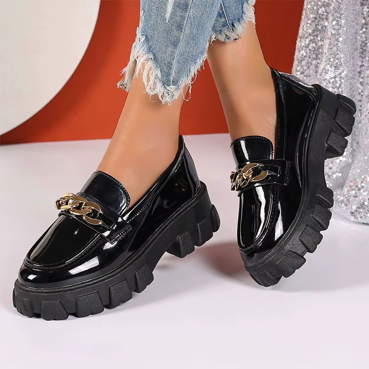 Chaussures décontractées en cuir pour femmes les plus populaires, chaussures décontractées de créateur en peau de porc double couche — vue 5