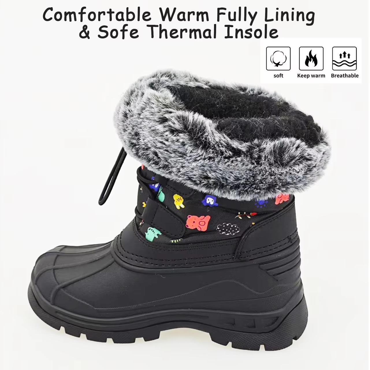 Bottes d'hiver pour enfants YLS618, mode en gros, antidérapantes, mi-mollet, thermiques, chaudes, imperméables, pour l'extérieur — vue 4