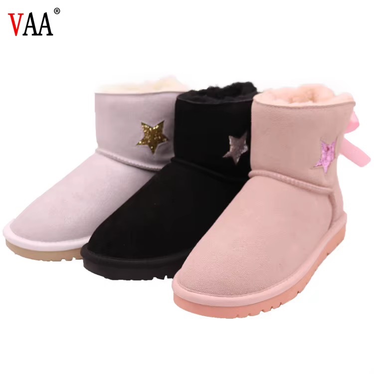 Bottes d'hiver en cuir véritable pour filles, prix bas, bottes de neige mi-hautes pour enfants — vue 2