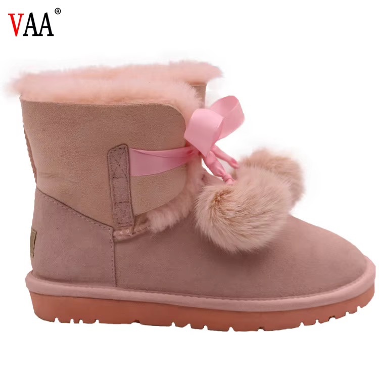 Bottes d'hiver en cuir véritable pour filles, prix bas, bottes de neige mi-hautes pour enfants — vue 3