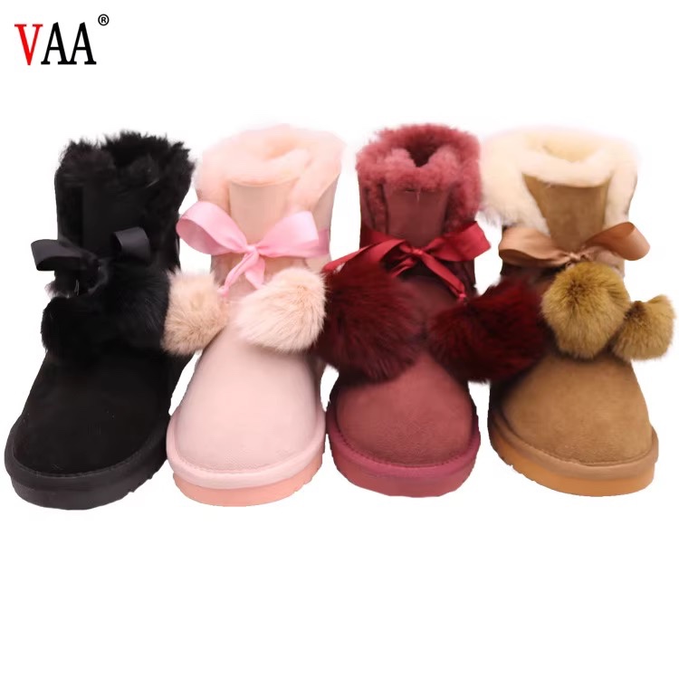 Bottes d'hiver en cuir véritable pour filles, prix bas, bottes de neige mi-hautes pour enfants — vue 4