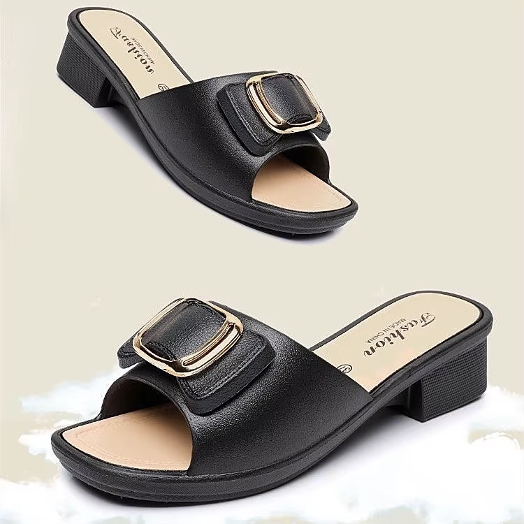 Nouvelles Sandales d'Été à Talon Bas pour Femmes, Boucle Métallique Tendance, Chaussons Quotidien, Mocassins Décontractés d'Extérieur — vue 3