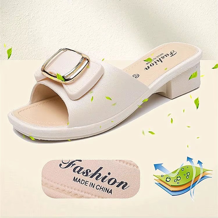 Nouvelles Sandales d'Été à Talon Bas pour Femmes, Boucle Métallique Tendance, Chaussons Quotidien, Mocassins Décontractés d'Extérieur — vue 4