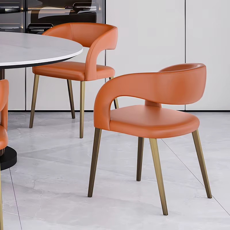 Chaise de salle à manger, chaise de loisirs, chaise en cuir, tabouret, usage domestique, modèle design moderne, simple, léger et luxueux, chaise de réunion pour café — vue 3