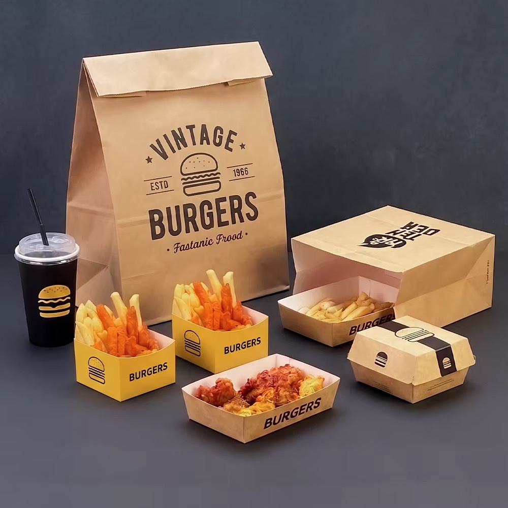 Échantillon Gratuit Prix Usine Boîte à Burger Qualité Alimentaire Emballage en Papier Contenant Alimentaire Boîte à Poulet Frit à Emporter Boîtes de Restauration — vue 3
