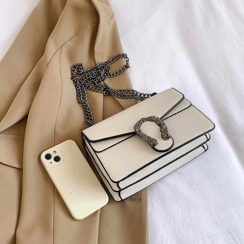 Nouveaux Arrivages 2025 Sacs à Main Carrés Tendance pour Femmes, Sacs à Bandoulière en Cuir Vegan avec Chaîne, Sac Messenger — vue 3