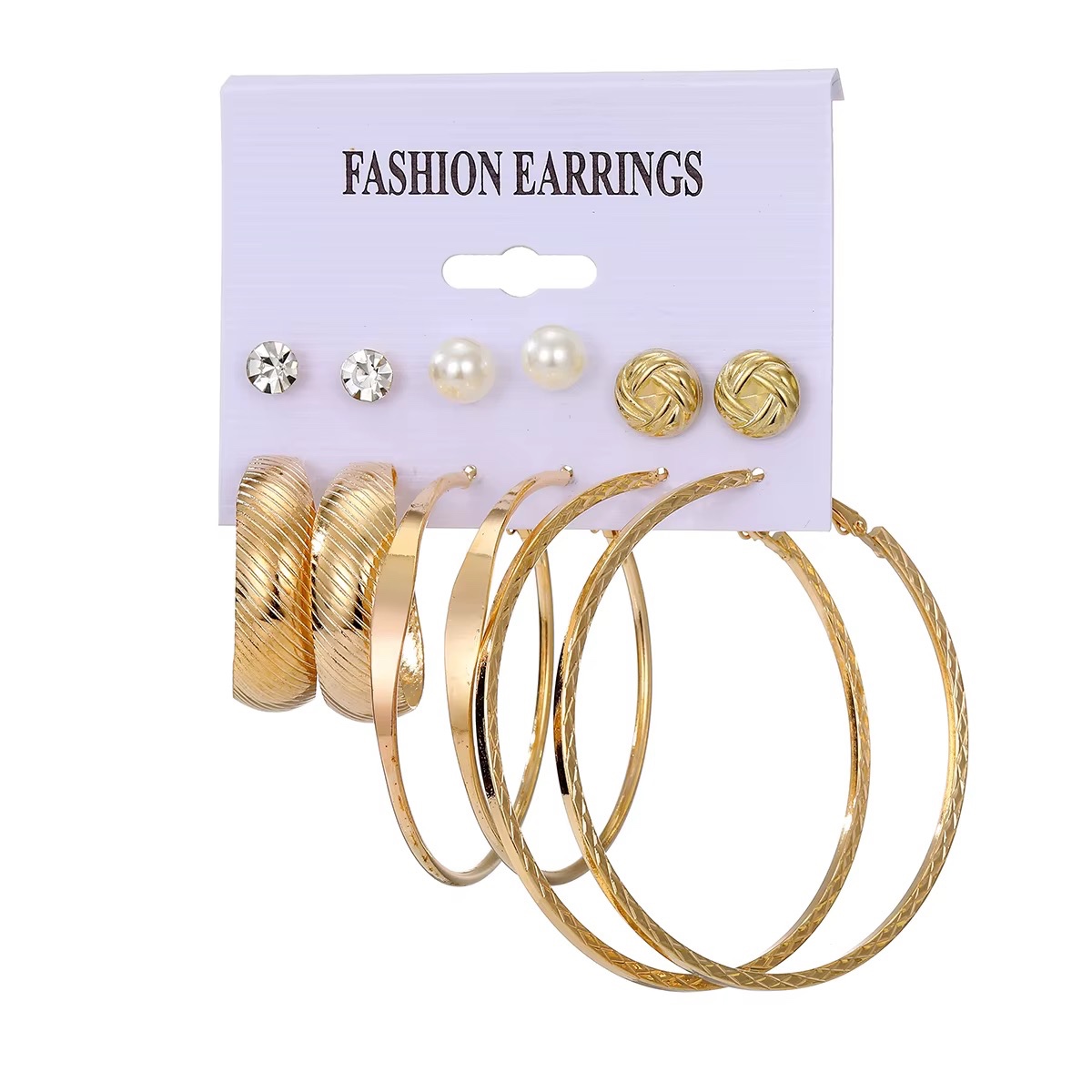 Boucles d'Oreilles Créoles Style Punk Rétro Fleur Cœur Étoile Doré, Ensemble de Bijoux pour Femme — vue 2