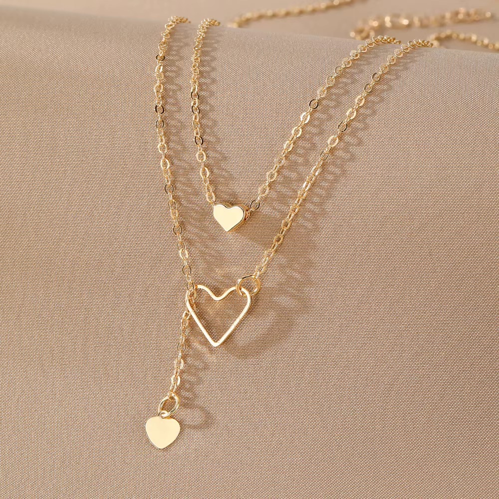 Nouveau Collier Multicouche en Zirconium avec Cœur de Perle et Croix, Design Tendance pour Femme, Vente en Gros de Bijoux — vue 4