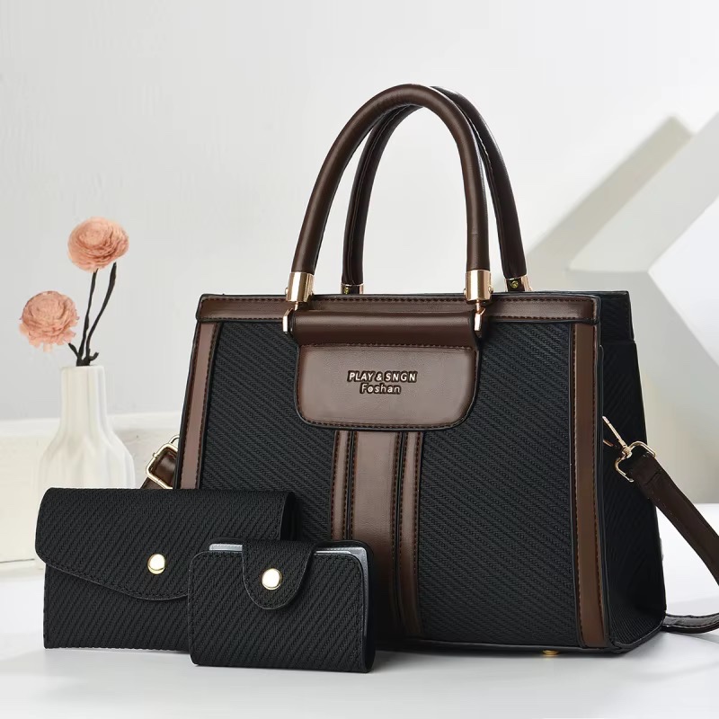 Nouveau 2025 Ensemble de Sacs à Main Luxe pour Femme en Cuir PU 3 Pièces avec Portefeuille, Sacs Bandoulière et Fermeture Éclair en Nylon — vue 2
