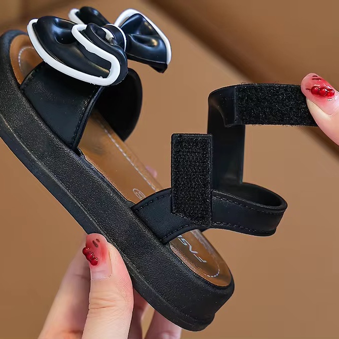 Nouvelles Sandales Princesse Tendance Haute Qualité pour Filles, Été Nœud Passe-Partout pour Tenue d'Étudiant, Semelle Intérieure Plate en PVC Caoutchouc — vue 2