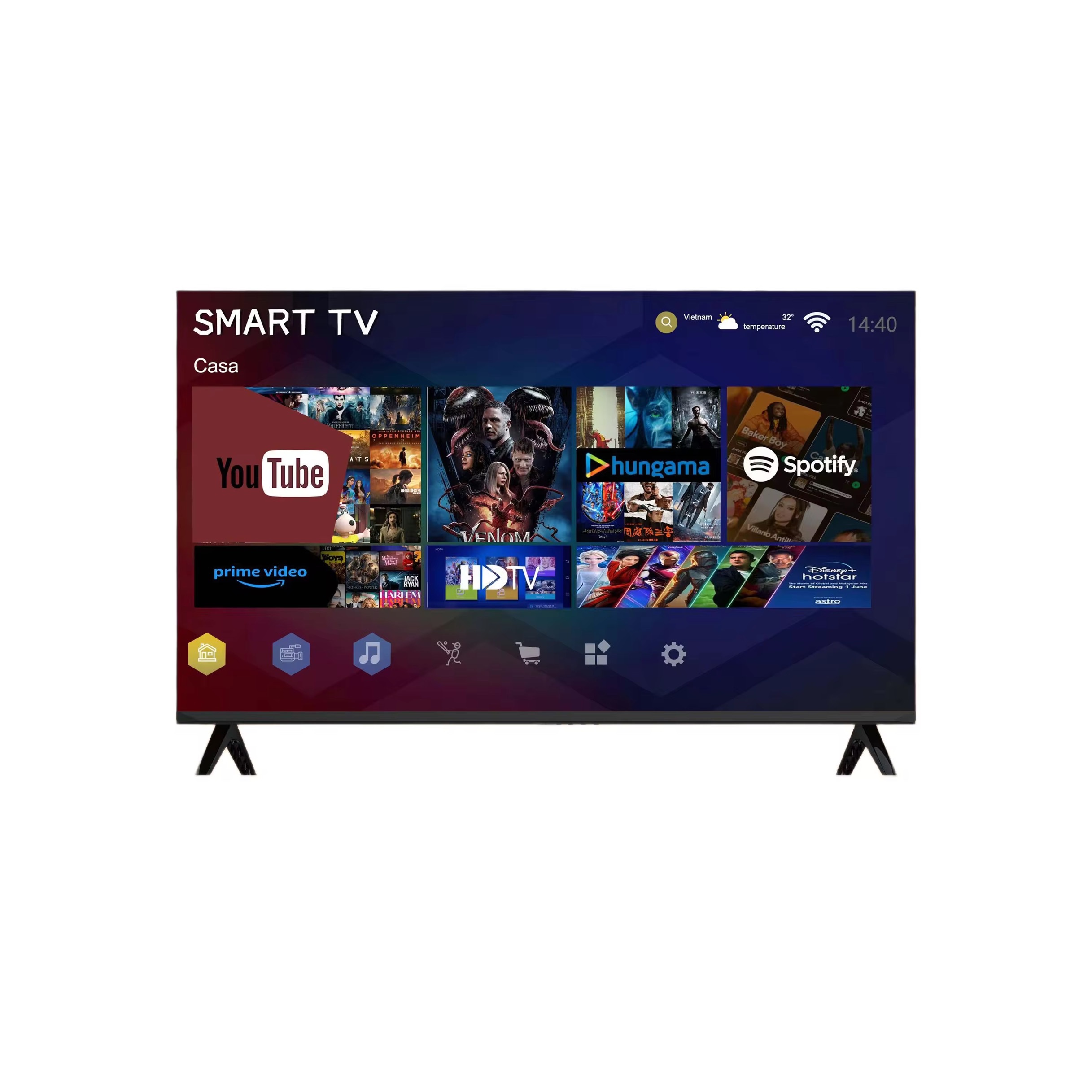 Usine de téléviseurs LED acceptant les commandes OEM personnalisées, téléviseurs intelligents Android 17 22 24 32 40 43 50 55 65 75 85 100 pouces, téléviseurs intelligents 4K — vue 2
