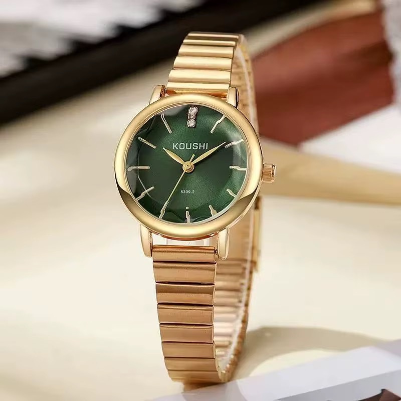 Ensemble cadeau montre, collier et boucles d'oreilles en acier inoxydable YNS-011 avec cristal vert papillon — vue 3