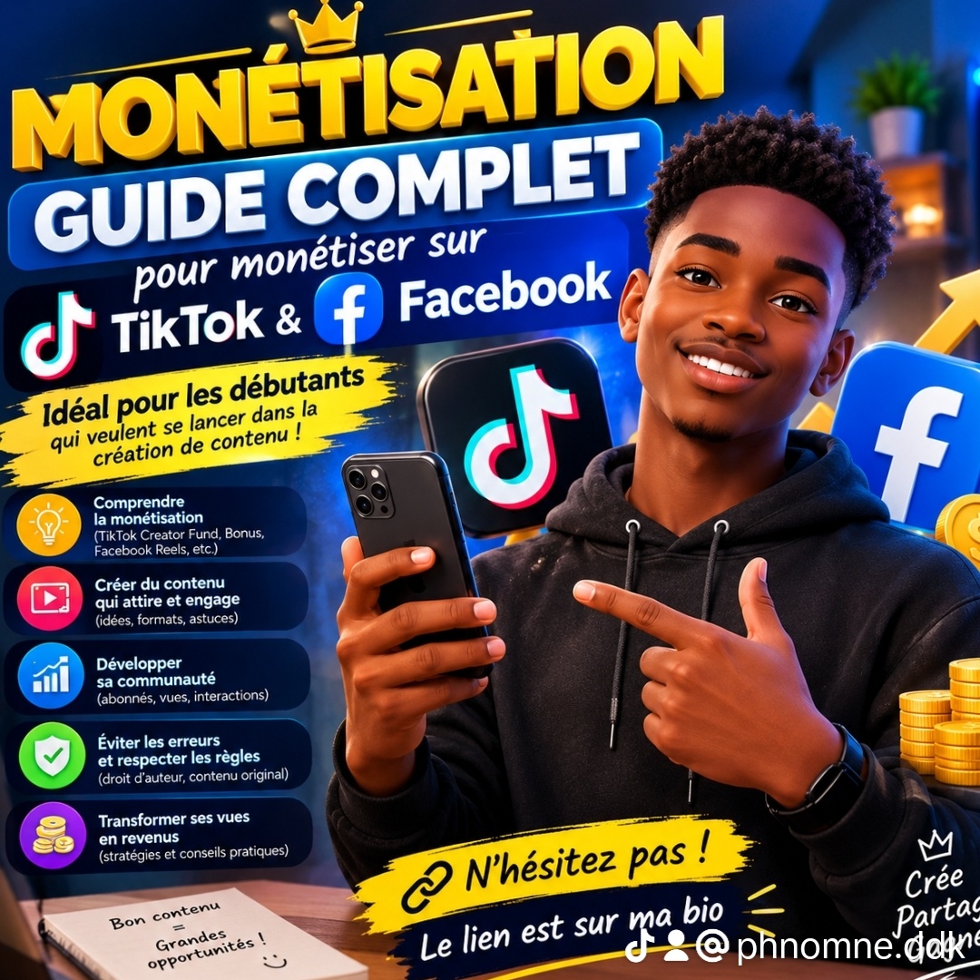 Monétiser vos comptes tiktok et facebook — vue 2