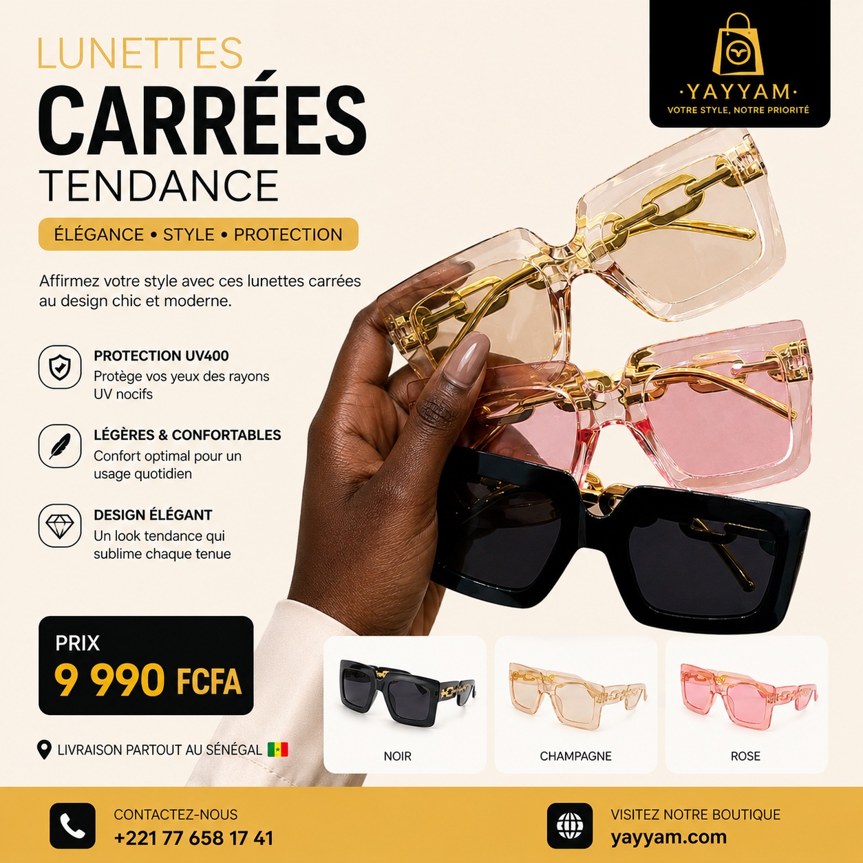 Lunettes Carrées Tendance – L'Élégance à l'État Pur — vue 3