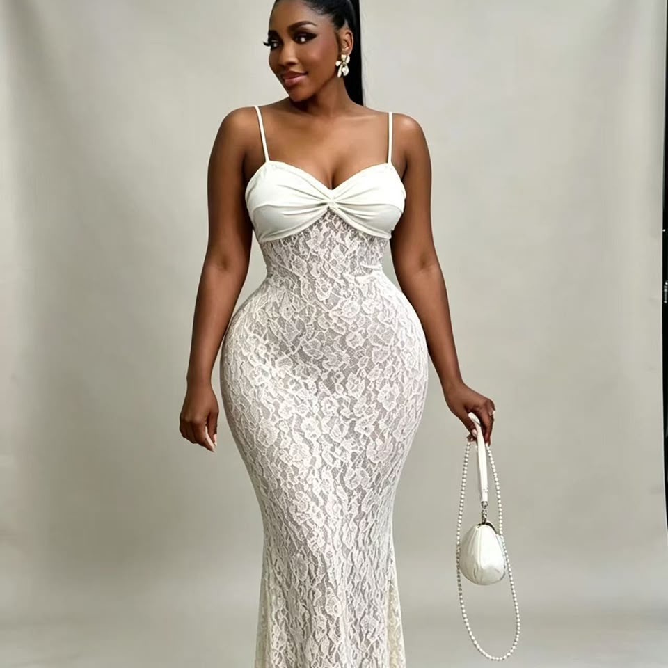Robe Longue de Soirée en Dentelle & Buste Plissé – Collection Glamour — vue 2