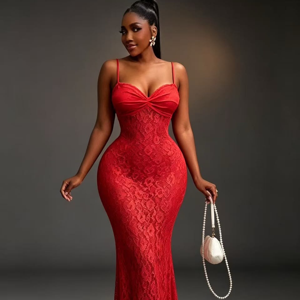 Robe Longue de Soirée en Dentelle & Buste Plissé – Collection Glamour — vue 3