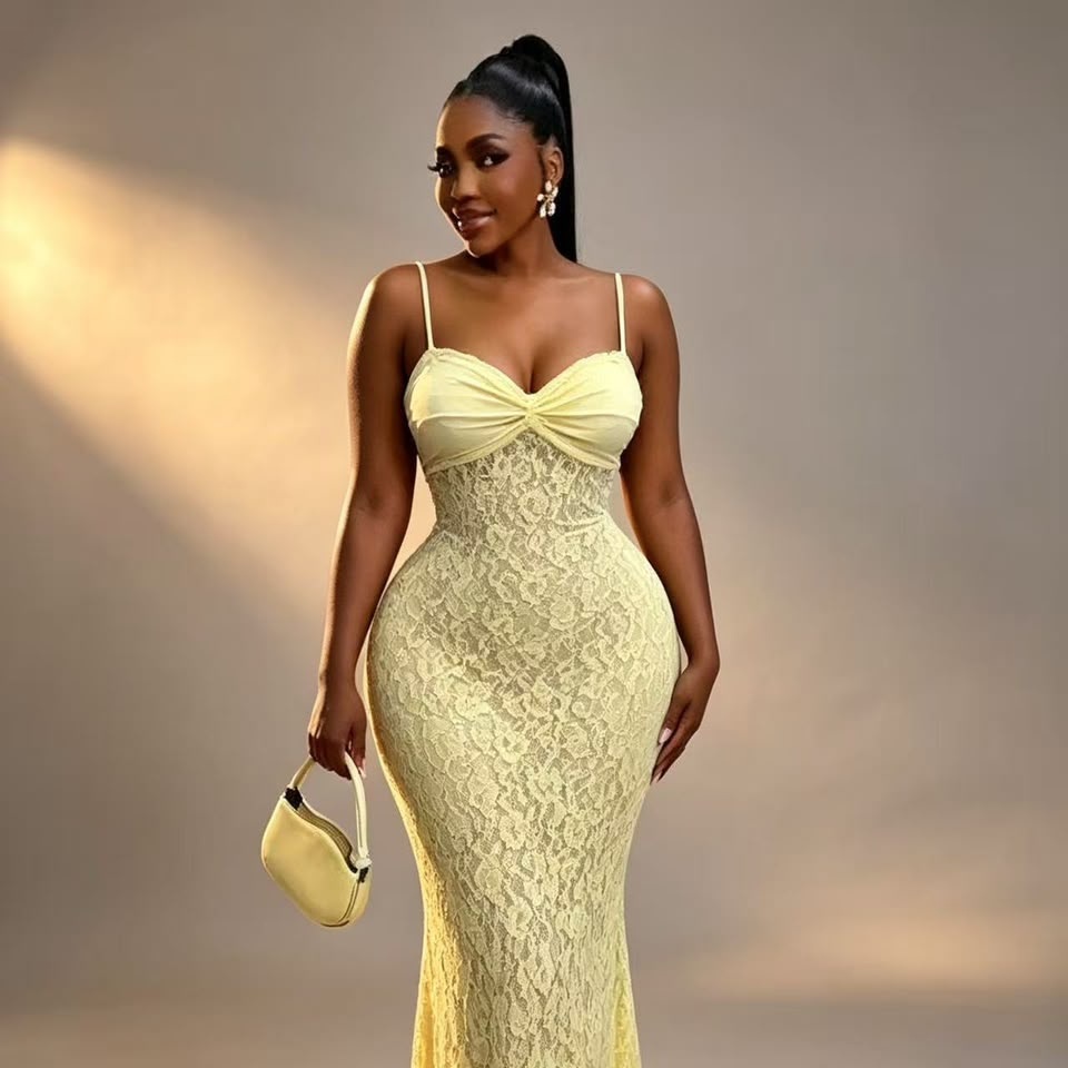 Robe Longue de Soirée en Dentelle & Buste Plissé – Collection Glamour — vue 5